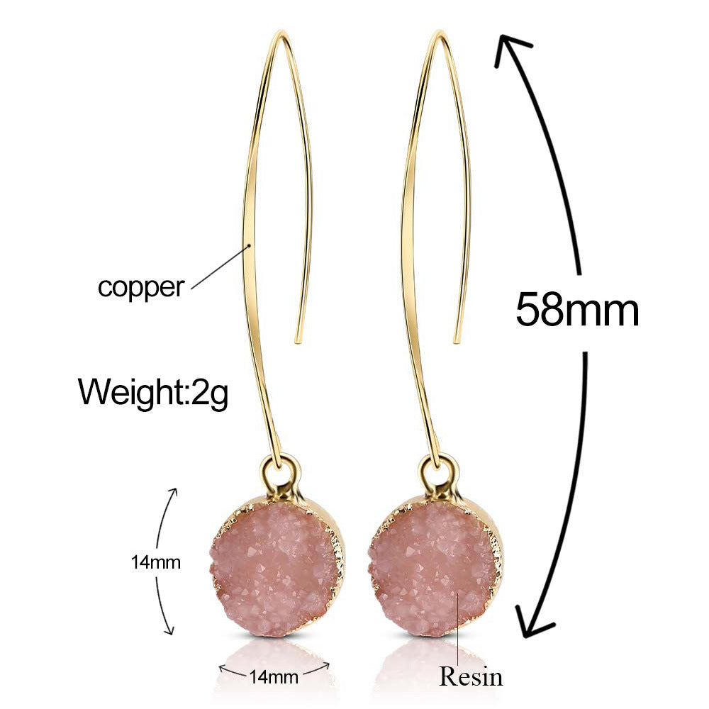 Original Handmade DIY Earrings Copper Ear Hook Round Pendant Vug