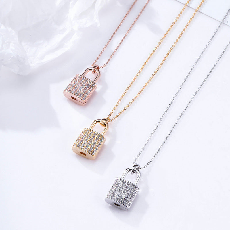 Zircon Lock Necklaces for Lover Luxury Necklace