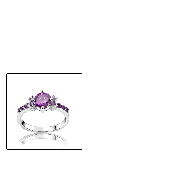 CiNily Violet Filled Finger Rings With Stone Silver Plated Purple Lilac Luxury Summer Cute Romance Fully-Jewelled Woman Girls