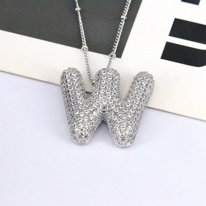 Letter Pendant European And American Bubble Graceful And Fashionable 26 English Letter Necklace