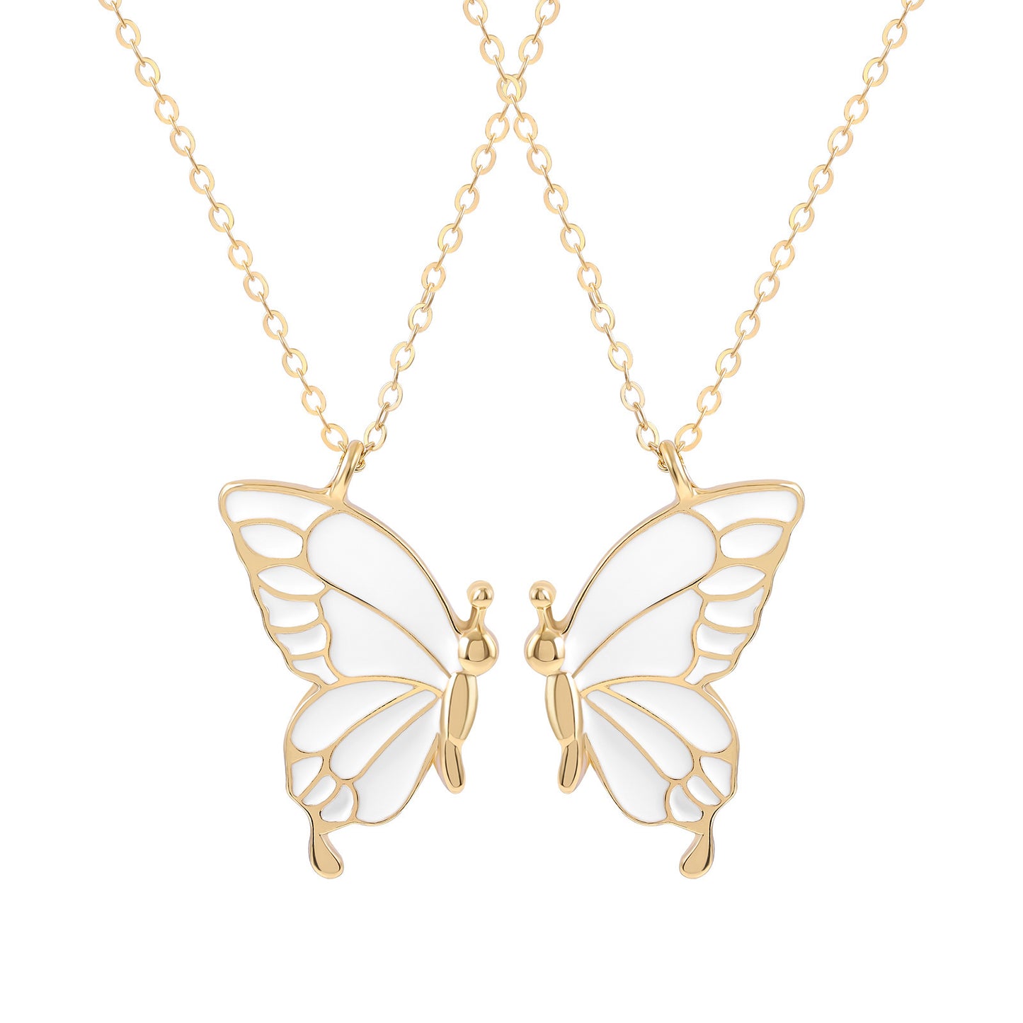 A Pair Of Detachable Butterfly Couple Necklaces