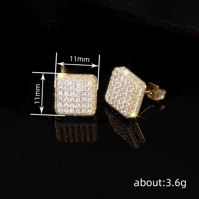 Simple Full-jeweled Stud Earrings Women's Fashion