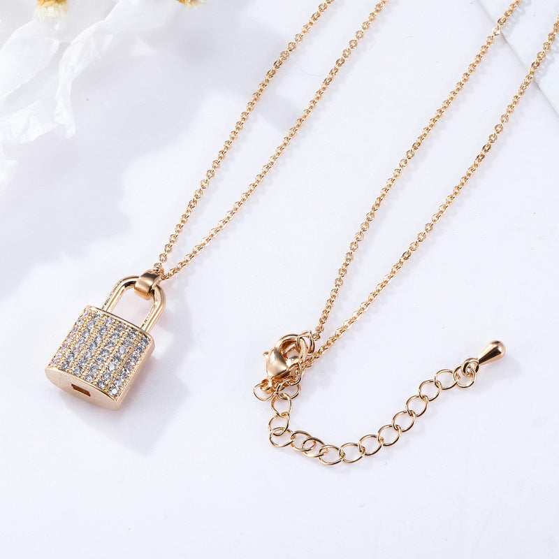 Zircon Lock Necklaces for Lover Luxury Necklace