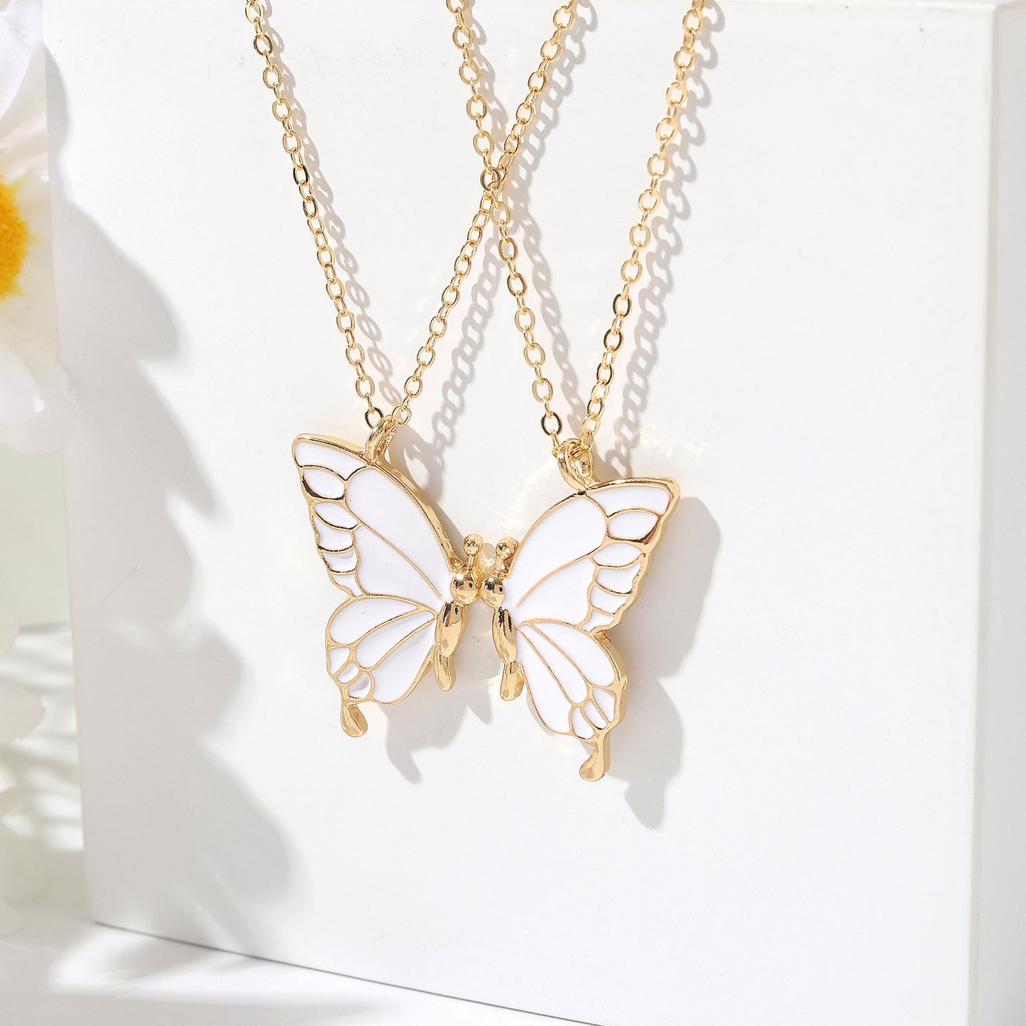 A Pair Of Detachable Butterfly Couple Necklaces