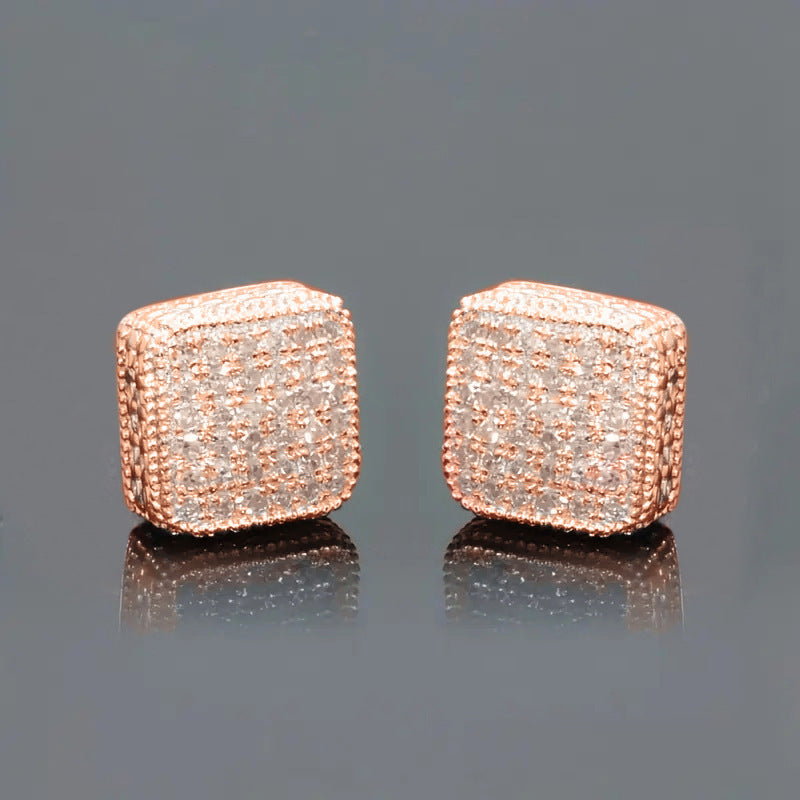 Simple Full-jeweled Stud Earrings Women's Fashion