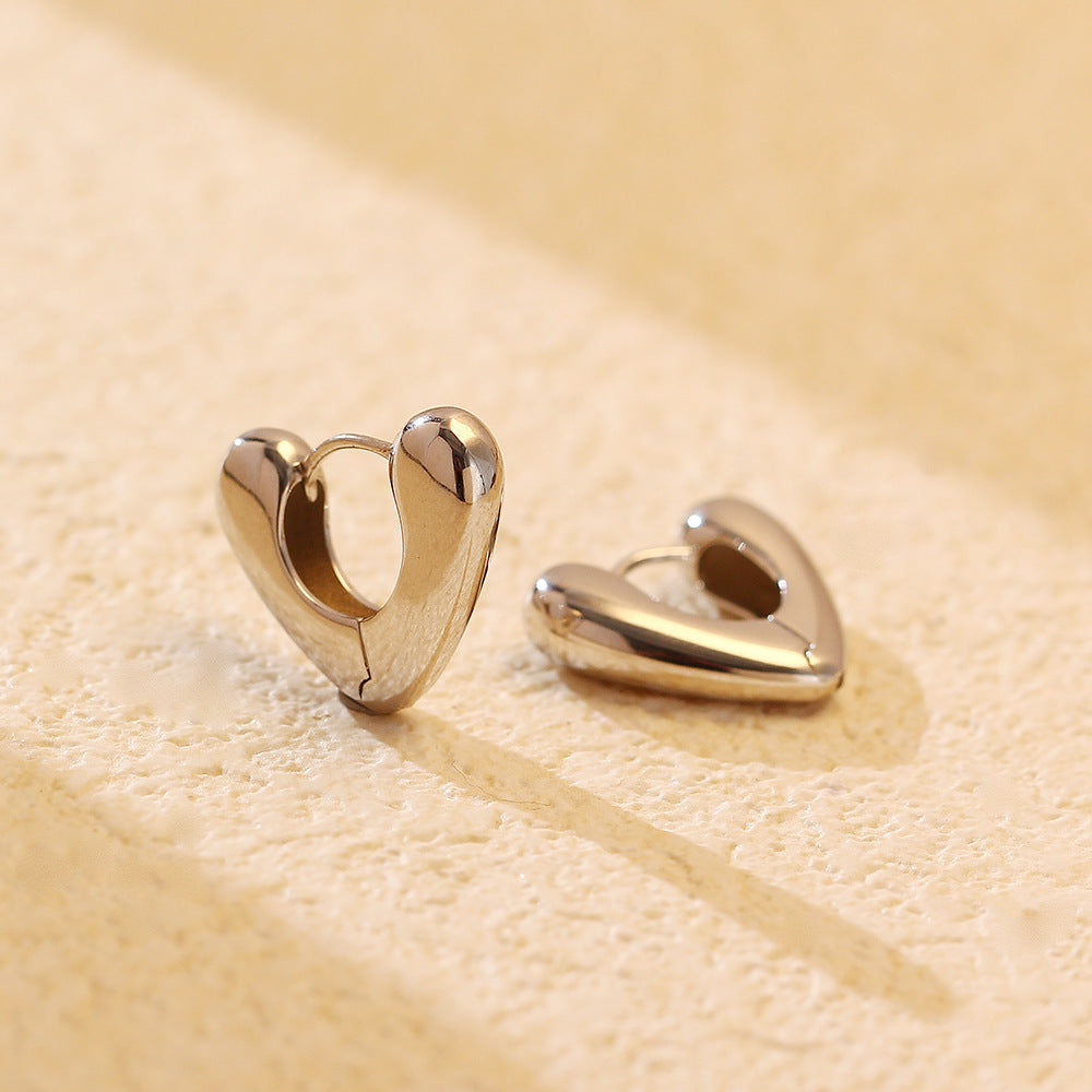 Silver Love Glossy And Simple Earrings For Women