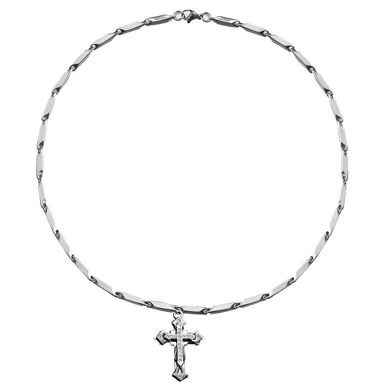 Mens Fashion Cross Pendant Necklace With Diamonds