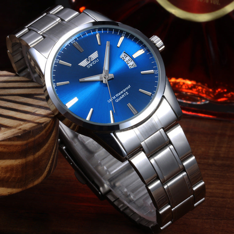 Mens Business Stainless Steel Band Date Luxury Analog Quartz Wrist Watch Stainless Steel Buckle Watches Men's Watches