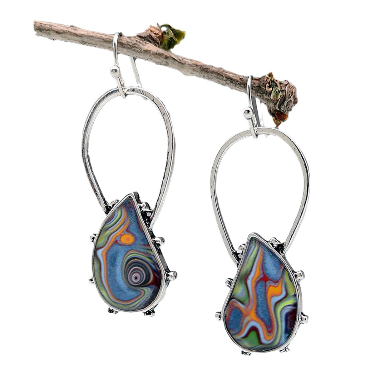 Creative New Colored Glaze Ford Agate Earrings