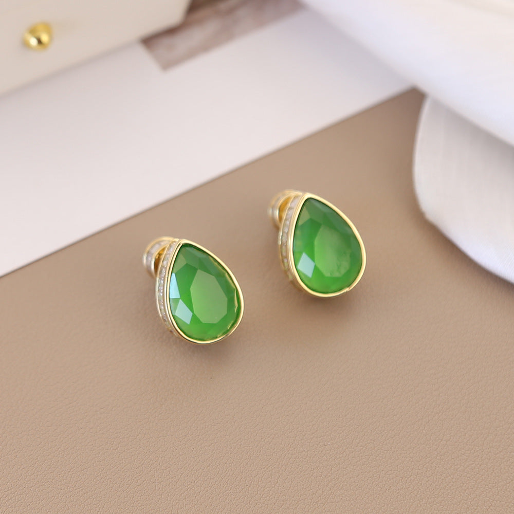 Ladies New Drop-shaped Zircon Stud Earrings