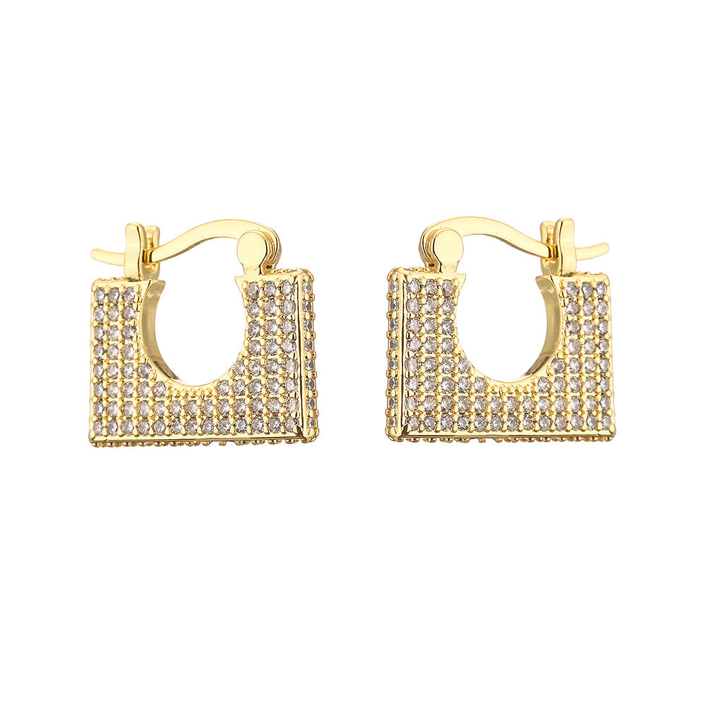 Copper Gold-plated Zircon Earrings For Women