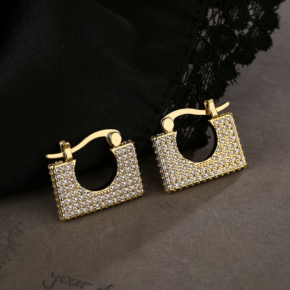 Copper Gold-plated Zircon Earrings For Women