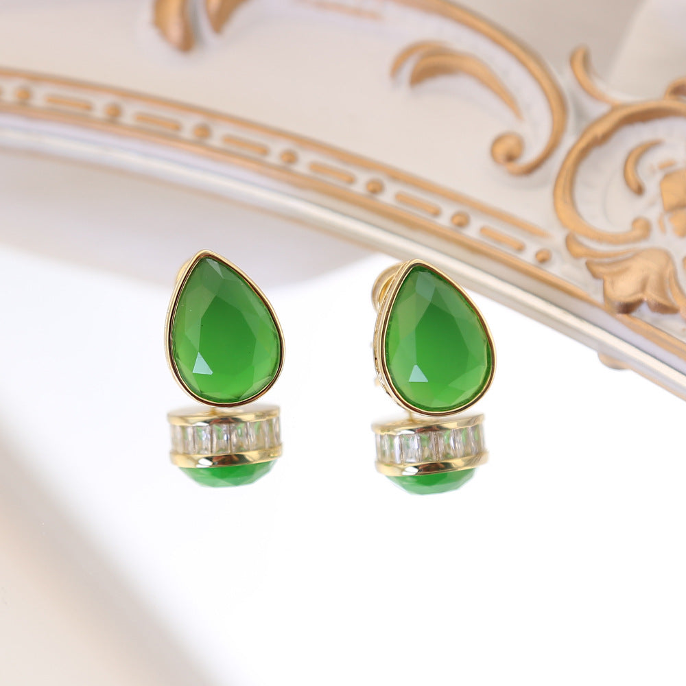 Ladies New Drop-shaped Zircon Stud Earrings