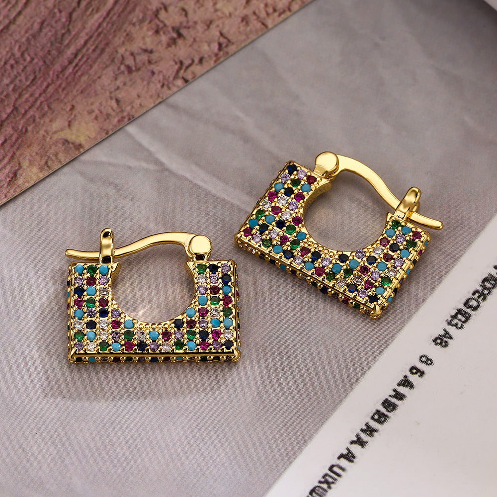 Copper Gold-plated Zircon Earrings For Women