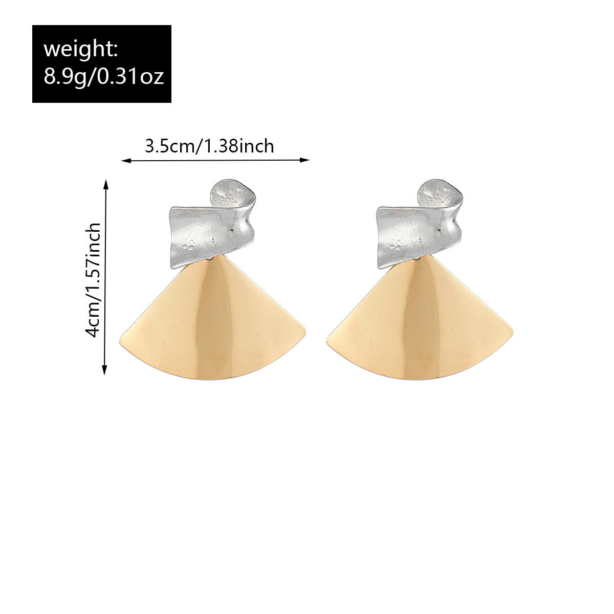 Retro Fan-shaped Textured Earrings Niche