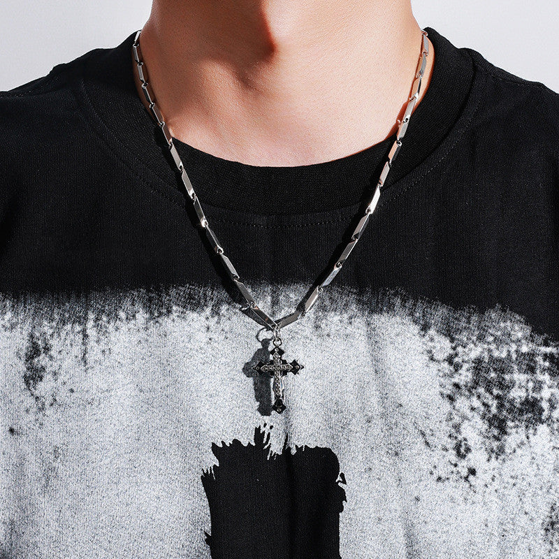 Mens Fashion Cross Pendant Necklace With Diamonds