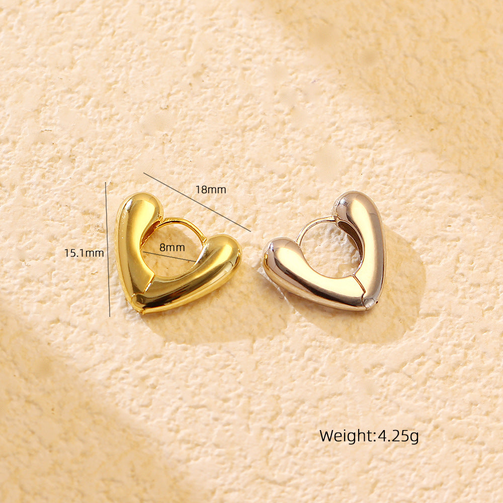 Silver Love Glossy And Simple Earrings For Women