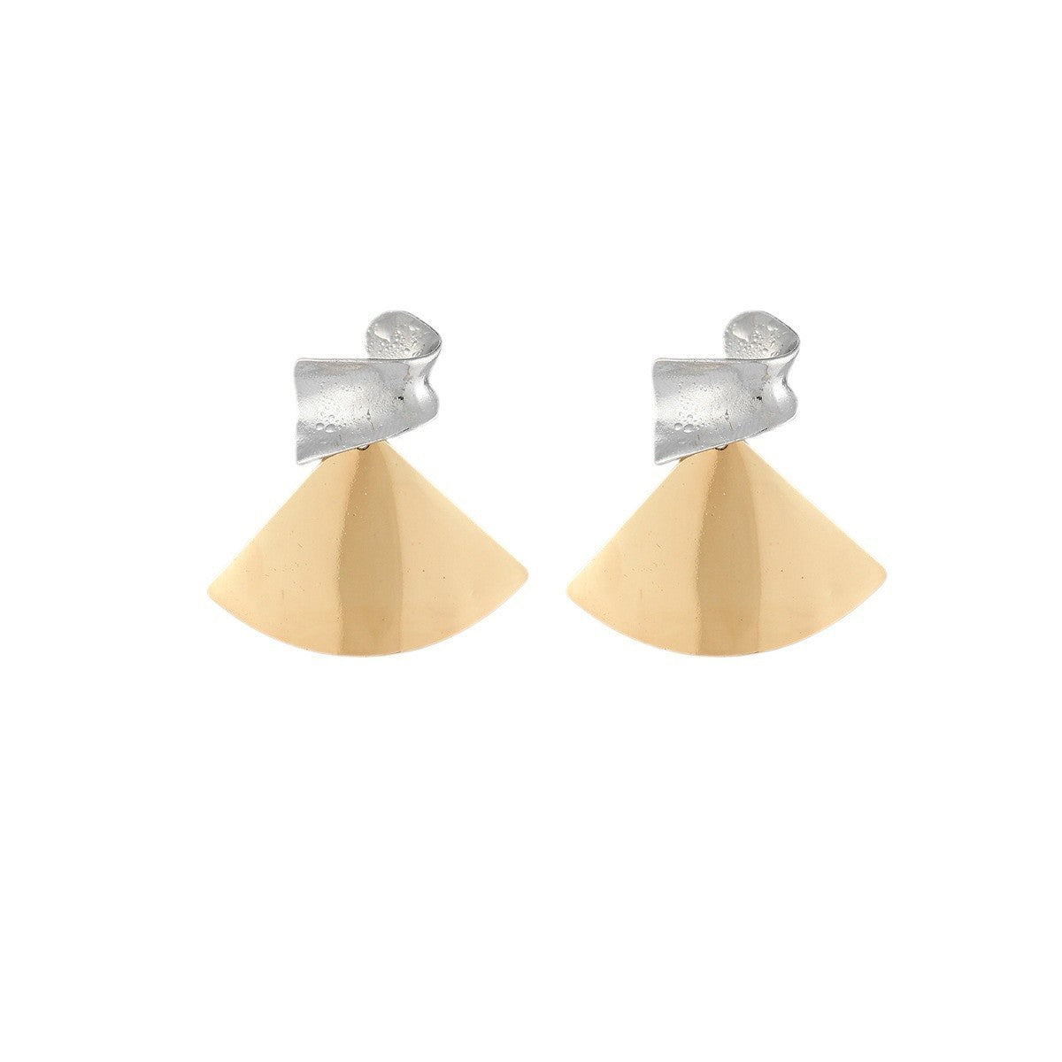 Retro Fan-shaped Textured Earrings Niche