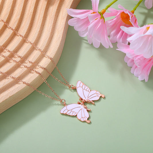 A Pair Of Detachable Butterfly Couple Necklaces