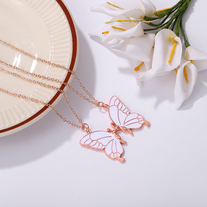 A Pair Of Detachable Butterfly Couple Necklaces